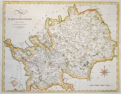 Antique Map HERTFORDSHIRE Large Original John Cary, Camden, Stockdale 1806