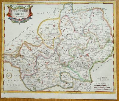 Antique Map HERTFORDSHIRE Robert Morden original old vintage map 1722