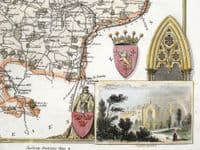 Antique Map HERTFORDSHIRE, Thomas Moule, Original  hand coloured county map c1840