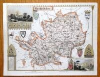 Antique Map HERTFORDSHIRE, Thomas Moule, Original  hand coloured county map c1840