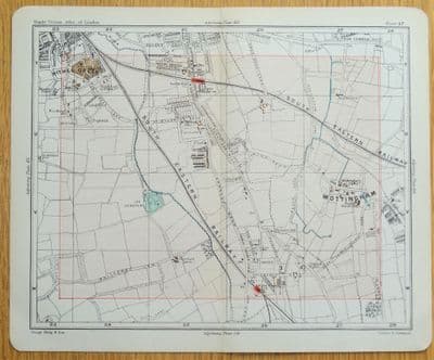 Antique Map HITHER GREEN, MOTTINGHAM, CHINBROOK  London street plan, 1896