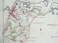Antique Map HOO, CHATHAM, GILLINGHAM, High Halstow, Allhallows, Kent, E.Hasted 1778