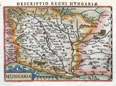 Antique Map HUNGARY, HUNGARIA, BERTIUS. original miniature hand coloured 1606