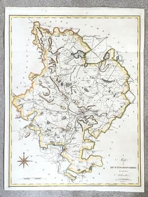 Antique Map HUNTINGDONSHIRE, Cambridgeshire Large  Cary, Camden, Stockdale 1806