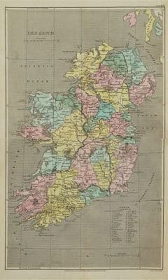 Antique Map IRELAND, Capper Original Hand Coloured  1808