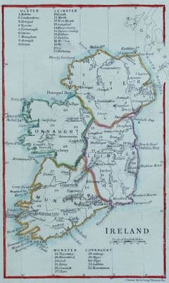 Antique Map IRELAND John Dower Hand Coloured Original Miniature Vintage map 1863