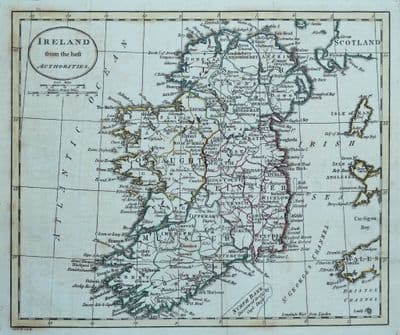 Antique Map IRELAND William Guthrie original engraved vintage old map 1794