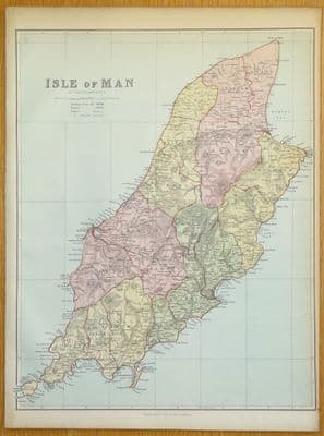 Antique Map ISLE OF MAN, John Bartholomew Original c1870