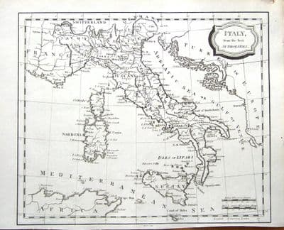 Antique Map ITALY, Barlow Copper Engraved c 1806
