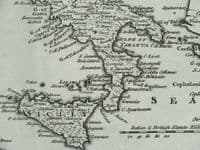 Antique Map ITALY, E.C. Drake vintage Drake's Voyages original engraving 1768