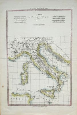Antique Map ITALY with MALTA, CORSICA,SARDINIA,CROATIA  Original R.Bonne  c1770
