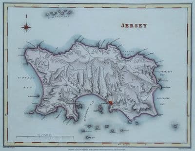 Antique Map JERSEY, Channel Islands Lewis 1835