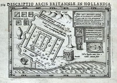 Antique Map KATWIJK, NETHERLANDS, ROMAN CITY, BERTIUS original 1618