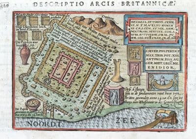 Antique Map KATWIJK, NETHERLANDS, ROMAN CITY, Petrus Bertius Original Engraving 1606