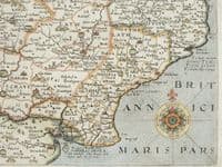 Antique Map KENT, CANTIUM, John Norden & William Kip, Camden original  1637