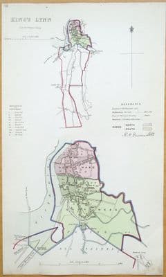 Antique Map KING'S LYNN Original Hand Coloured Town Street Plan Dawson 1832
