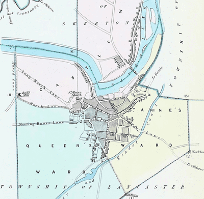 Antique Map LANCASTER,LANCASHIRE Original City Street Plan, Dawson Original 1832