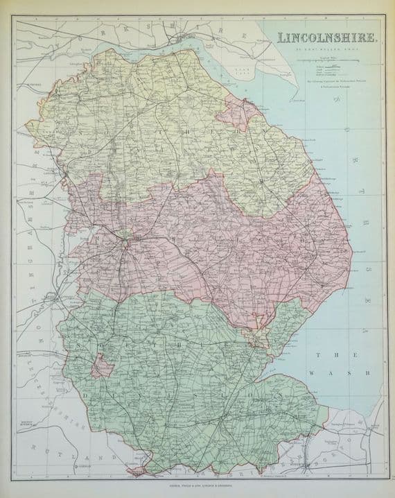 Antique Map LINCOLNSHIRE, Edward Weller  c1870