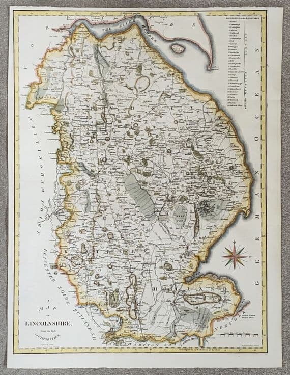 Antique Map LINCOLNSHIRE Large Original John Cary, Camden, Stockdale 1806