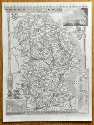 Antique Map LINCOLNSHIRE, Thomas Moule, Original County Map c1840