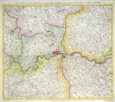 Antique Map LONDON and Twenty Five Miles Round, Joseph Ellis Original 1766