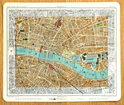 Antique Map London BERMONDSEY, SOUTHWARK, CITY, Whitechapel, Docklands street plan 1921