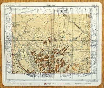 Antique Map London BROMLEY PLAISTOW WIDMORE Sundridge Park vintage street plan 1921