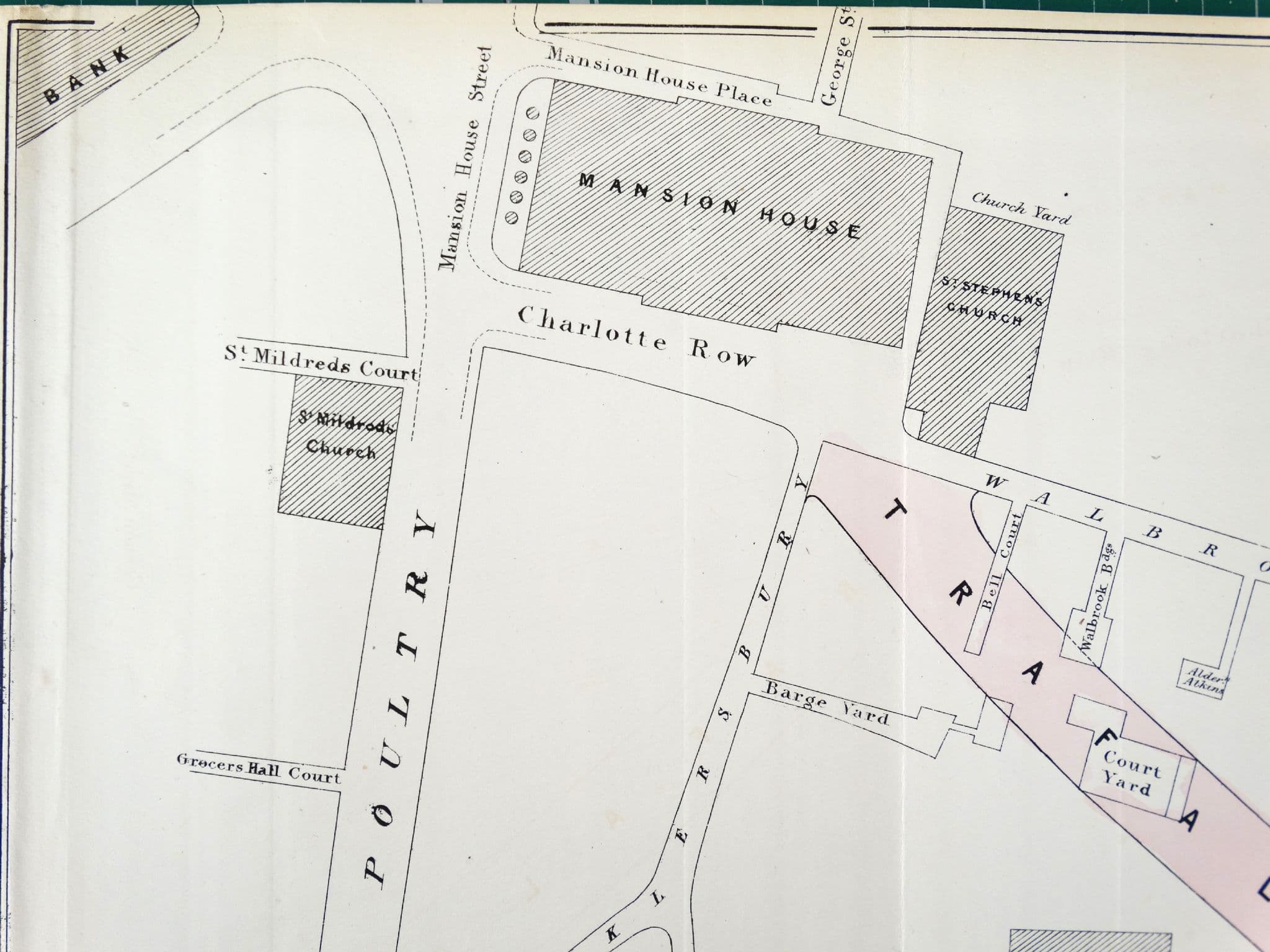 Antique Map LONDON City Street Planning Mansion House Cheapside 1838
