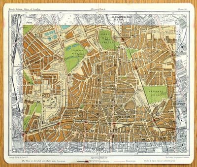 Antique Map London HIGHBURY, STOKE NEWINGTON, Dalston, Clapton, Canonbury street plan 1921