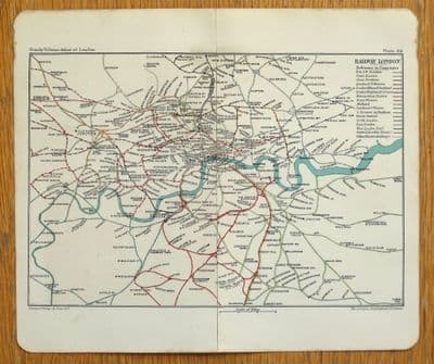 Antique Map LONDON RAILWAYS vintage old map 1921