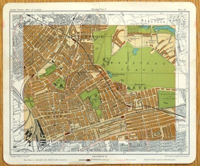 Antique Map London  STRATFORD, LEYTONSTONE, Forest Gate, Wanstead street plan 1921