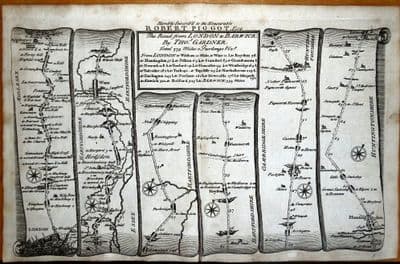 Antique Map LONDON WALTHAM FOREST WARE ROYSTON STILTON Gardner Strip Road Map 1719