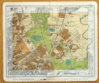 Antique Map London WANSTEAD, SNARESBROOK, LEYTON, Whipps Cross Vintage street plan 1921
