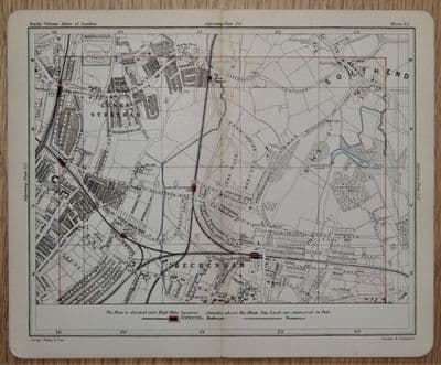 Antique Map LOWER SYDENHAM, BECKENHAM, SOUTHEND London street plan original 1891