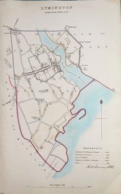 Antique Map LYMINGTON, HAMPSHIRE,  Original Street Plan, Dawson Original 1832