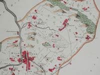 Antique Map MAIDSTONE HUNDRED KENT, Boxley, Detling, Linton, Loose, Hasted 1782