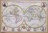 Antique Map MAPPE MONDE The World, Island California, Nicolas De Fer original 1717