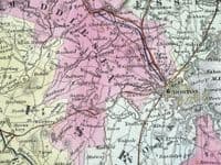 Antique Map MASSACHUSETTS, RHODE ISLAND, USA, State map H.S.Tanner Original 1844