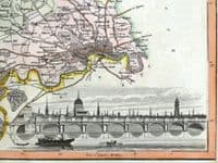Antique Map MIDDLESEX, LONDON, Langley & Belch Original County Map 1818