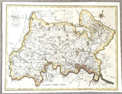 Antique Map MIDDLESEX, LONDON Large Original John Cary, Camden, Stockdale 1806