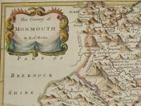 Antique Map MONMOUTHSHIRE, WALES Robert Morden original vintage old map 1722