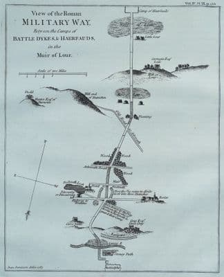 Antique Map MUIR of  LOUR, FORFAR, Pitcandly, Scotland Roman Military Way 1785