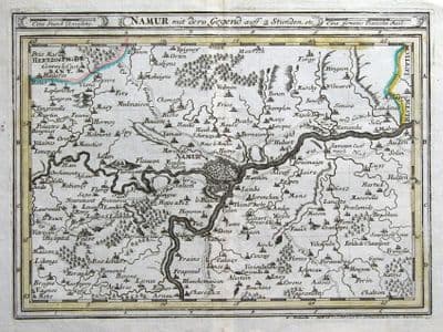 Antique Map NAMUR, BELGIUM, Bodenehr original c1705