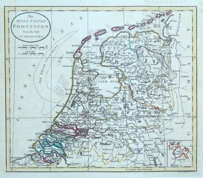 Antique Map NETHERLANDS 7 United Provinces Holland William Guthrie original 1794