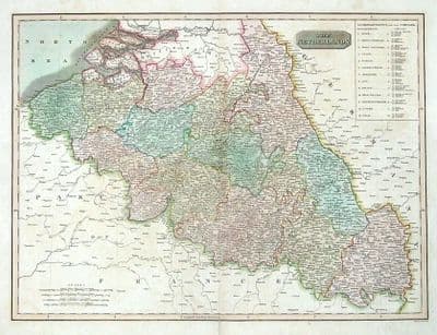 Antique Map NETHERLANDS, BELGIUM, LUXEMBOURG, THOMSON original 1817