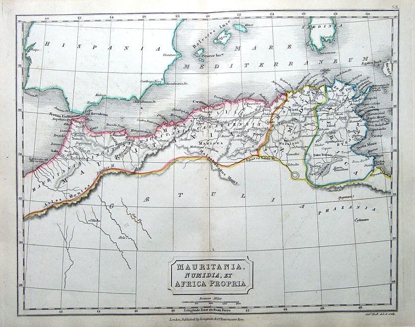 Antique Map NORTH AFRICA MAURITANIA NUMIDIA Original Classical c1840