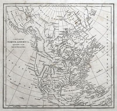 Antique Map NORTH AMERICA, USA, CANADA, G.A.Cooke Original 1817