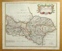 Antique Map NORTH RIDING of YORKSHIRE Robert Morden original vintage old 1722