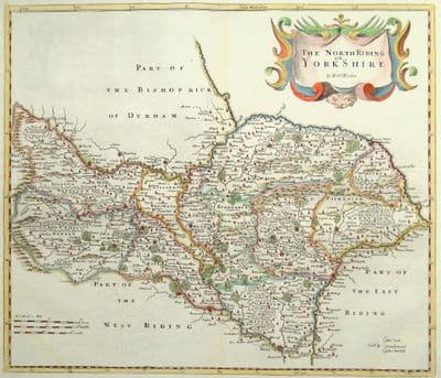 Antique Map NORTH RIDING of YORKSHIRE Robert Morden original vintage old 1722