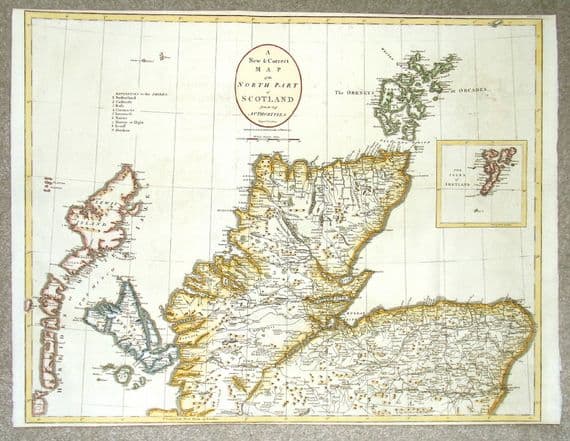 Antique Map NORTH SCOTLAND, Large Original John Cary, Camden, Stockdale 1806